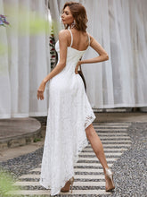 Load image into Gallery viewer, Color=Cream | Stunning Evening Dress with Spaghetti Straps and Asymmetrical Hem-Cream 2
