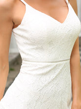 Load image into Gallery viewer, Color=Cream | Stunning Evening Dress with Spaghetti Straps and Asymmetrical Hem-Cream 5