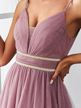 Load image into Gallery viewer, Color=Orchid | Spaghetti Straps Deep V Neck A line Wholesale Bridesmaid Dresses-Orchid 5