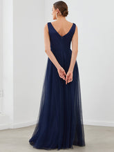 Load image into Gallery viewer, Color=Navy Blue | Deep V Neck Sleeveless A Line Floor Length Wholesale Evening Dresses-Navy Blue 2