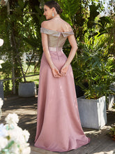 Load image into Gallery viewer, Color=Orchid | A Line Off Shoulder Wholesale Evening Dresses with Asymmetrical Hem-Orchid 2