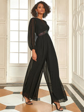 Load image into Gallery viewer, Color=Black | Gorgeous Round Neck Evening Wholesale Jumpsuits with Long Sleeves-Black 3