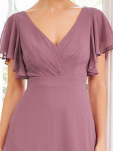 Load image into Gallery viewer, Color=Orchid | Wholesale Bridesmaid Dresses with Ruffles Sleeves, A-Line, Deep V-Neck-Orchid 5