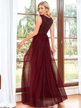 Load image into Gallery viewer, Color=Burgundy | Glamorous Sleeveless A Line Wholesale Evening Dresses with Deep V Neck-Burgundy 2