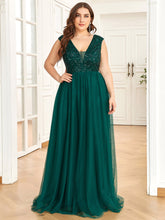 Load image into Gallery viewer, Color=Dark Green | Glamorous Sleeveless A Line Wholesale Evening Dresses with Deep V Neck-Dark Green 1