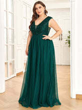 Load image into Gallery viewer, Color=Dark Green | Glamorous Sleeveless A Line Wholesale Evening Dresses with Deep V Neck-Dark Green 3