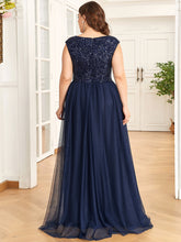 Load image into Gallery viewer, Color=Navy Blue | Glamorous Sleeveless A Line Wholesale Evening Dresses with Deep V Neck-Navy Blue 2