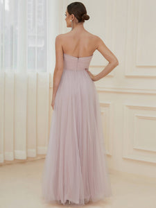Color=Lilac | Elegant A Line Strapless Wholesale Evening Dresses with Split Design-Lilac 2