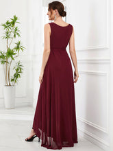 Load image into Gallery viewer, Color=Burgundy | Deep V Neck Sleeveless A Line Split Wholesale Evening Dresses-Burgundy 2