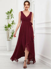 Load image into Gallery viewer, Color=Burgundy | Deep V Neck Sleeveless A Line Split Wholesale Evening Dresses-Burgundy 1