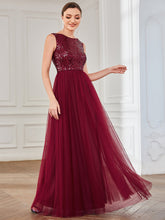Load image into Gallery viewer, Color=Burgundy | Bewitching Sleeveless Round Neck A Line Wholesale Evening Dresses-Burgundy 3