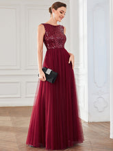 Load image into Gallery viewer, Color=Burgundy | Bewitching Sleeveless Round Neck A Line Wholesale Evening Dresses-Burgundy 4
