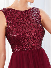 Load image into Gallery viewer, Color=Burgundy | Bewitching Sleeveless Round Neck A Line Wholesale Evening Dresses-Burgundy 5