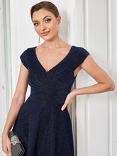 Load image into Gallery viewer, Color=Navy Blue | Deep V Neck Floor Length A Line Sleeveless Wholesale Evening Dresses-Navy Blue 5