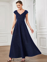 Load image into Gallery viewer, Color=Navy Blue | Deep V Neck Floor Length A Line Sleeveless Wholesale Evening Dresses-Navy Blue 1