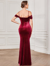 Load image into Gallery viewer, Color=Burgundy | Sweetheart Neck Off Shoulders Fishtail Wholesale Evening Dresses-Burgundy 2