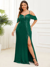 Load image into Gallery viewer, Color=Dark Green | Plus Size Fishtail Sweetheart Neck Split Wholesale Evening Dresses-Dark Green 1