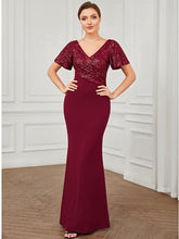 Load image into Gallery viewer, Color=Burgundy | Plus Size Fishtail Sweetheart Neck Split Wholesale Evening Dresses-Burgundy 3