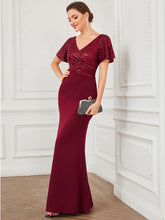 Load image into Gallery viewer, Color=Burgundy | Plus Size Fishtail Sweetheart Neck Split Wholesale Evening Dresses-Burgundy 4