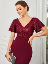 Load image into Gallery viewer, Color=Burgundy | Plus Size Fishtail Sweetheart Neck Split Wholesale Evening Dresses-Burgundy 5
