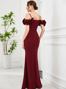 Color=Burgundy | Sweetheart Neckline Backless Fishtail Wholesale Evening Dresses-Burgundy 2