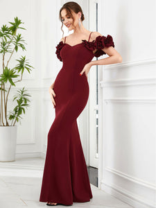 Color=Burgundy | Sweetheart Neckline Backless Fishtail Wholesale Evening Dresses-Burgundy 3