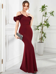 Color=Burgundy | Sweetheart Neckline Backless Fishtail Wholesale Evening Dresses-Burgundy 4