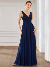 Load image into Gallery viewer, Color=Navy Blue | Deep V Neck A Line Sleeveless Wholesale Bridesmaid Dresses-Navy Blue 4