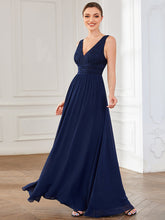 Load image into Gallery viewer, Color=Navy Blue | Deep V Neck A Line Sleeveless Wholesale Bridesmaid Dresses-Navy Blue 1