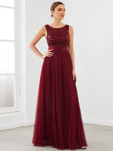 Load image into Gallery viewer, Color=Burgundy | Sleeveless A Line Wholesale Bridesmaid Dresses with Round Neck-Burgundy 4