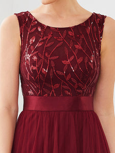 Color=Burgundy | Sleeveless A Line Wholesale Bridesmaid Dresses with Round Neck-Burgundy 5