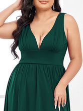 Load image into Gallery viewer, Color=Dark Green | Sleeveless Wholesale Bridesmaid Dresses with Deep V Neck and A Line-Dark Green 5
