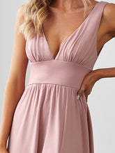 Load image into Gallery viewer, Color=Dusty Rose | Sleeveless Wholesale Bridesmaid Dresses with Deep V Neck and A Line-Dusty Rose 5