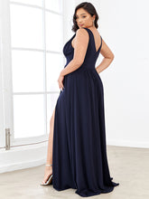 Load image into Gallery viewer, Color=Navy Blue | Sleeveless Wholesale Bridesmaid Dresses with Deep V Neck and A Line-Navy Blue 2