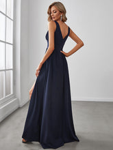 Load image into Gallery viewer, Color=Navy Blue | Sleeveless Wholesale Bridesmaid Dresses with Deep V Neck and A Line-Navy Blue 2