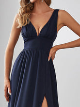 Load image into Gallery viewer, Color=Navy Blue | Sleeveless Wholesale Bridesmaid Dresses with Deep V Neck and A Line-Navy Blue 5
