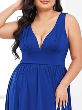 Load image into Gallery viewer, Color=Sapphire Blue | Sleeveless Wholesale Bridesmaid Dresses with Deep V Neck and A Line-Sapphire Blue 5