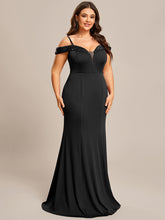 Load image into Gallery viewer, Color=Black | Off Shoulder Mermaid Sequin Detail Wholesale Evening Dresses-Black 3