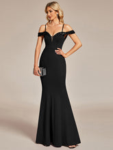 Load image into Gallery viewer, Color=Black | Off Shoulder Mermaid Sequin Detail Wholesale Evening Dresses-Black 3