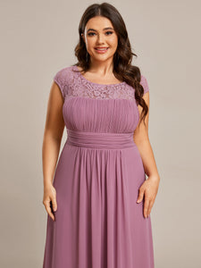 Color=Orchid | Cap Sleeve A Line Wholeslae Lace & Chiffon Evening Dresses-Orchid 5