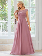Load image into Gallery viewer, Color=Orchid | Cap Sleeve A Line Wholeslae Lace &amp; Chiffon Evening Dresses-Orchid 3