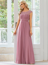 Load image into Gallery viewer, Color=Orchid | Cap Sleeve A Line Wholeslae Lace &amp; Chiffon Evening Dresses-Orchid 4