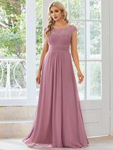 Load image into Gallery viewer, Color=Orchid | Cap Sleeve A Line Wholeslae Lace &amp; Chiffon Evening Dresses-Orchid 1