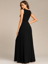 Load image into Gallery viewer, A-Line V Neck Appliques Ruched Wholesale Evening Dresses#Color_Black