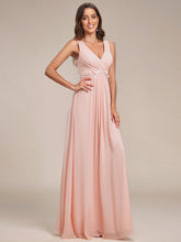 Load image into Gallery viewer, A-Line V Neck Appliques Ruched Wholesale Evening Dresses#Color_Pink