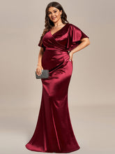 Load image into Gallery viewer, Color=Burgundy | Plus Fishtail Ruffles Wholesale Stain Evening Dresses-Burgundy 3