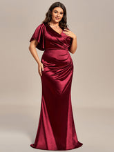 Load image into Gallery viewer, Color=Burgundy | Plus Fishtail Ruffles Wholesale Stain Evening Dresses-Burgundy 1