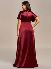 Load image into Gallery viewer, Color=Burgundy | Plus Split Bat-Wing Sleeve Wholesale Stain Evening Dresses-Burgundy 2