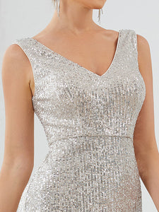 Color=Charcoal | Sparkly Sleeveless A Line Wholesale Evening Dresses with Round Neck-Charcoal 5