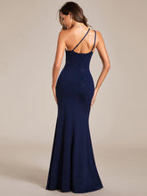 Load image into Gallery viewer, Color=Navy Blue | Shining One-Shoulder Spaghetti Strap Bodycon Evening Dresses-Navy Blue 9